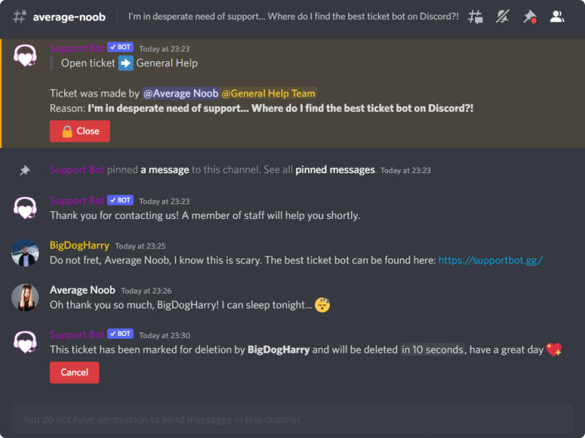 Created ticket conversation with user